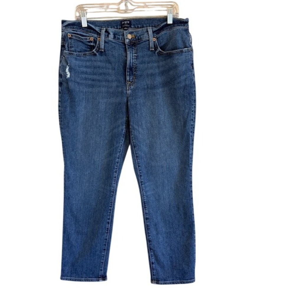 J. Crew Women's Slim Boyfriend Stretch Jeans Medium Wash Distressed Size 31